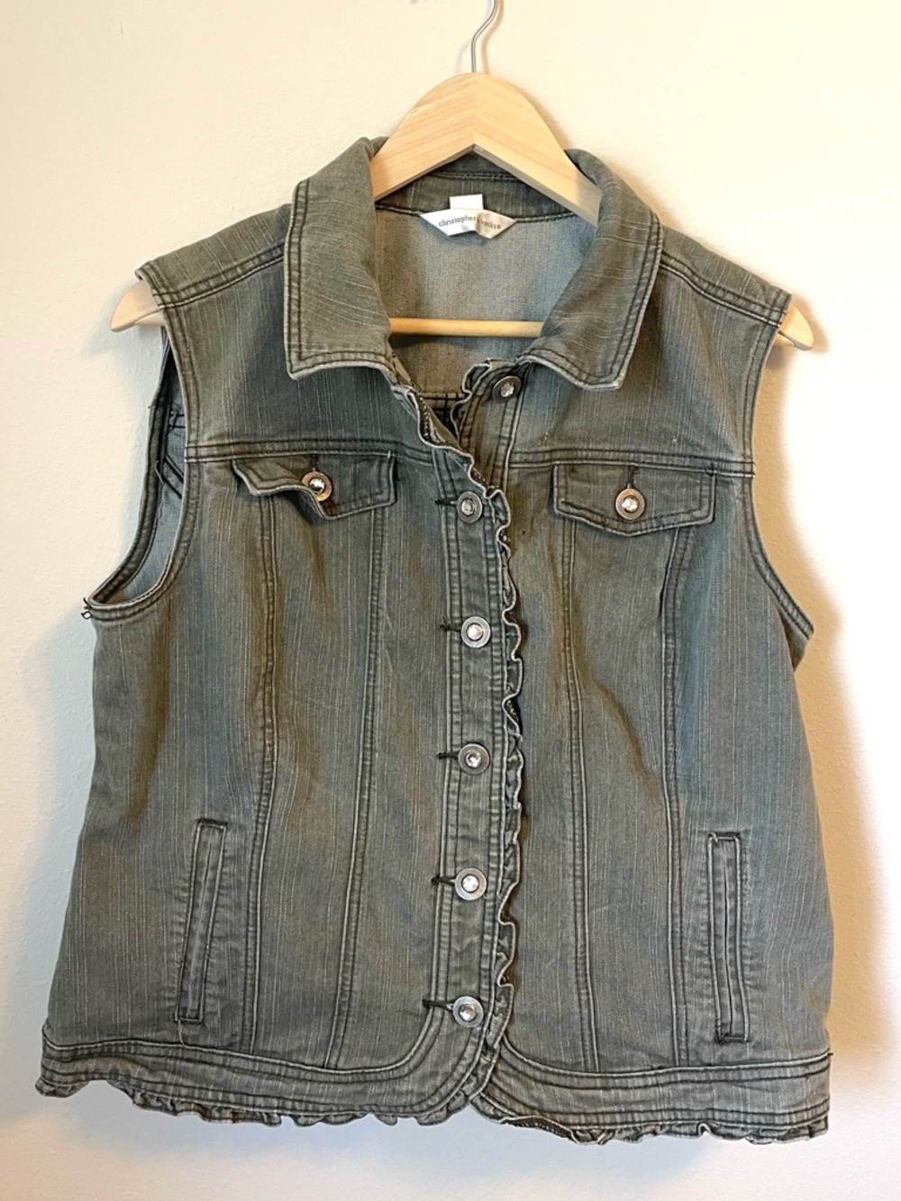 Christopher & Banks - Olive Green Denim Vest - Size L